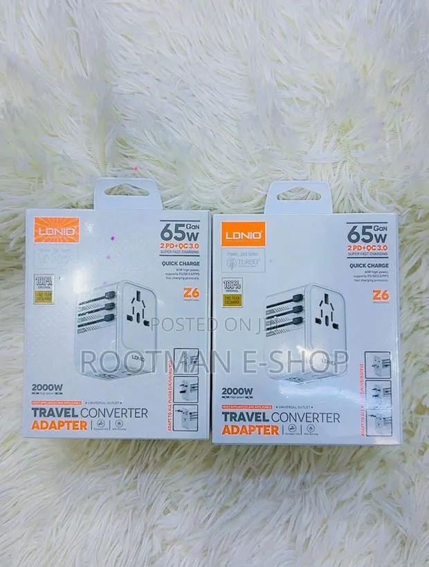Ldnio Z6 65W 3 USB Ports GaN Universal Travel Adapter - White · Photo 1