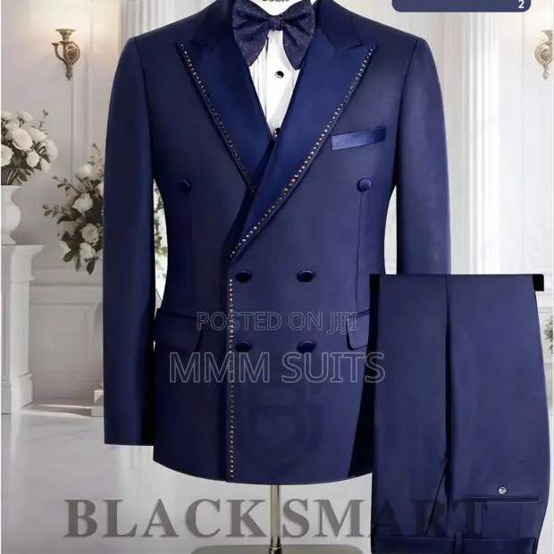 Elegant 2-piece Turkish Black Smart Designer Mens Suit With Stones · Photo 1