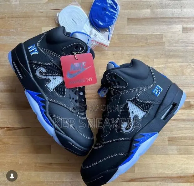Awake Ny X Air Jordan 5 Retro in the "Black/Racer Blue" · Photo 1