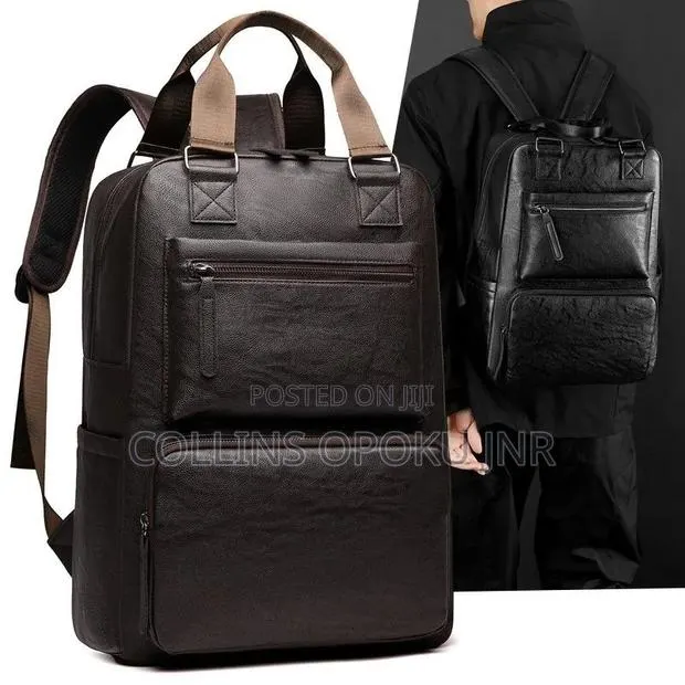 Luxury PU Backpack for Business, Casual - BROWN