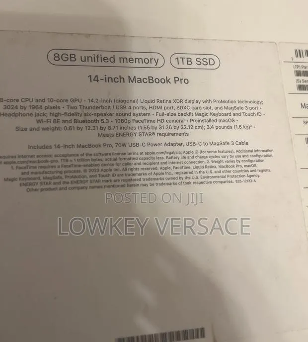 New Laptop Apple MacBook Pro 2023 M3 8GB Apple M3 SSD 1T