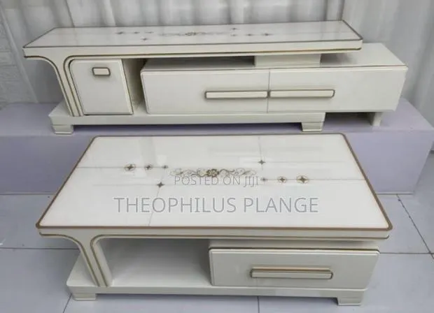 Tv Stand and Center Table Set , White and Gold . · Photo 1