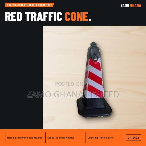 Traffic Cone Pe+Rubber Square Red - · Photo 1
