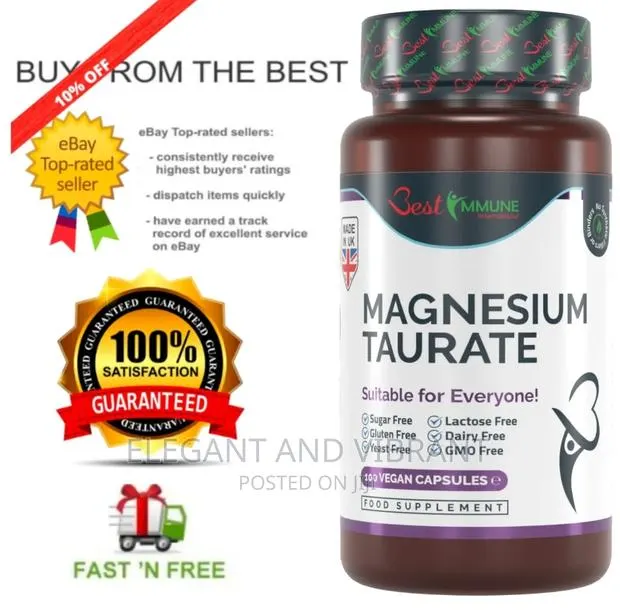 Natural Magnesium Taurate 500mg Premium Grade, 100 Capsules · Photo 1