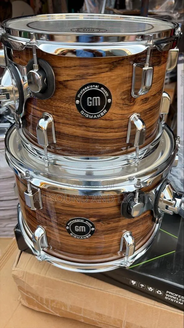 Gigmaker 5pcs Complete Drum Set - 2 Cymbals [Brown] · Photo 1