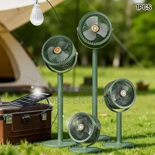 Adjustable Height Solar Floor Fan With Light · Photo 1