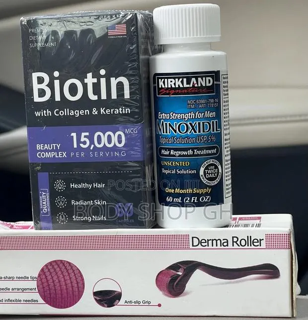 Beard Booster Combo Pack - [ Minoxidil + Roller + Biotin ] · Photo 1