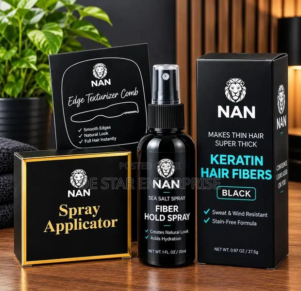 NAN Premium Hair Fibre Complete Kit – Black | Keratin Fibers · Photo 1