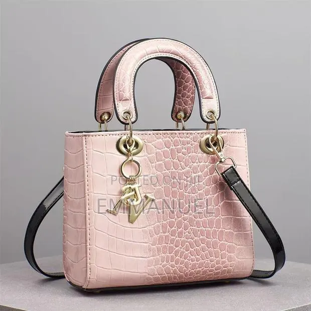 Pink Croc-Embossed Top-Handle Bag · Photo 1