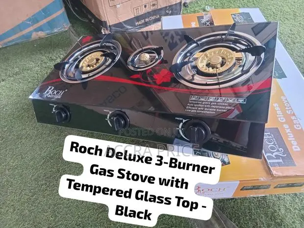 Roch 3-Burner Gas Stove Deluxe Edition – Tempered Glass Top, Elegant · Photo 1
