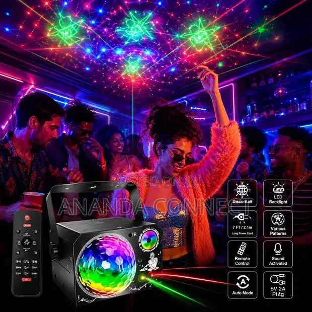 RGB LED Disco Ball Laser Party Light Projector With Remote Control · Photo 1