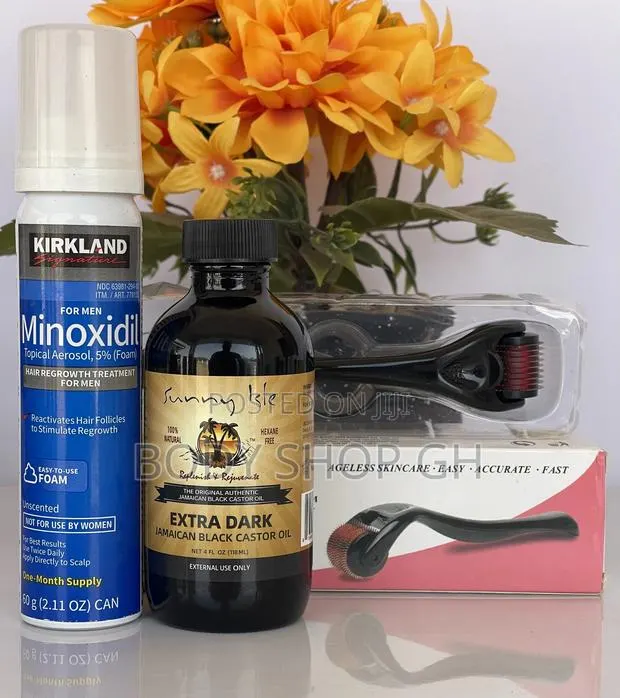 Kirkland Minoxidil Foam + Roller + Castor Oil - Hair Growth · Photo 1