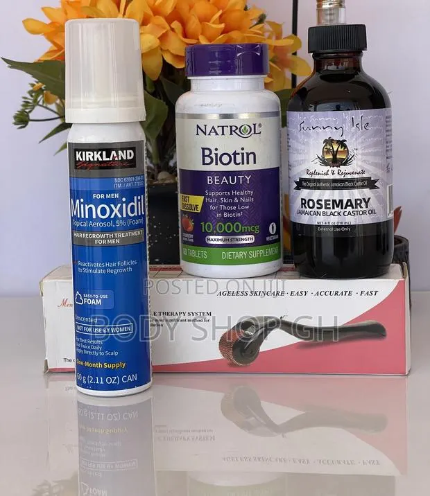 Kirkland Minoxidil Foam +Natrol Biotin +Rosemary Oil + Oller · Photo 1