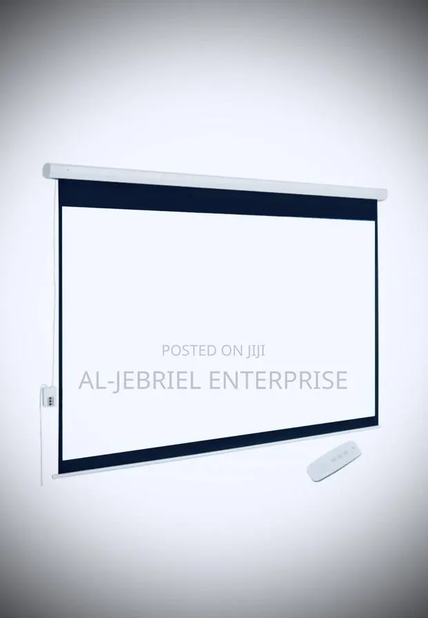 180cm*180cm Electronic Pull Down Projector Screen + Remote · Photo 1