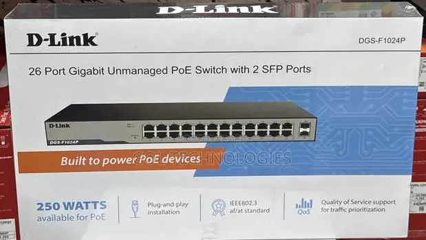 D-Link 26 Port Gigabit Unmanaged Poe Switch With 2sft Ports DGS-F1024p · Photo 1