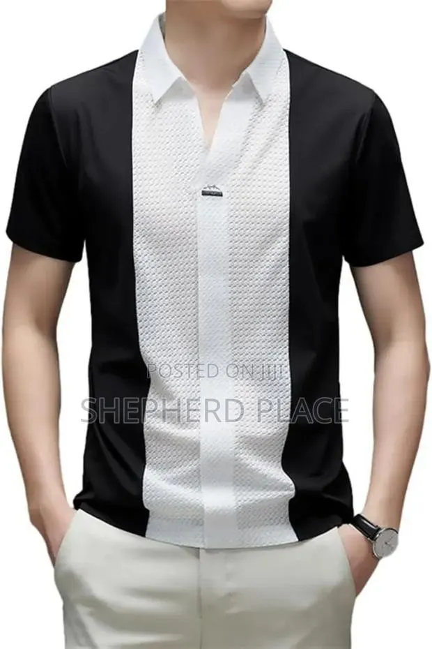 Gureitojp Black/White Polo Shirt, Short Sleeve, Business, · Photo 1