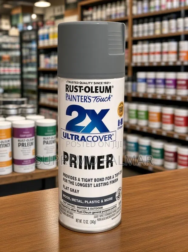 Rust-Oleum 2X Spray Primer 12oz – Flat Gray Oil-Based Primer · Photo 1