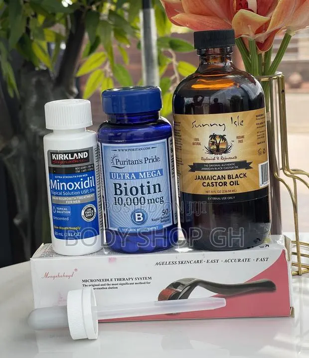 Biotin +Kirkland Minoxidil +Derma Roller Hairline Growth Set · Photo 1