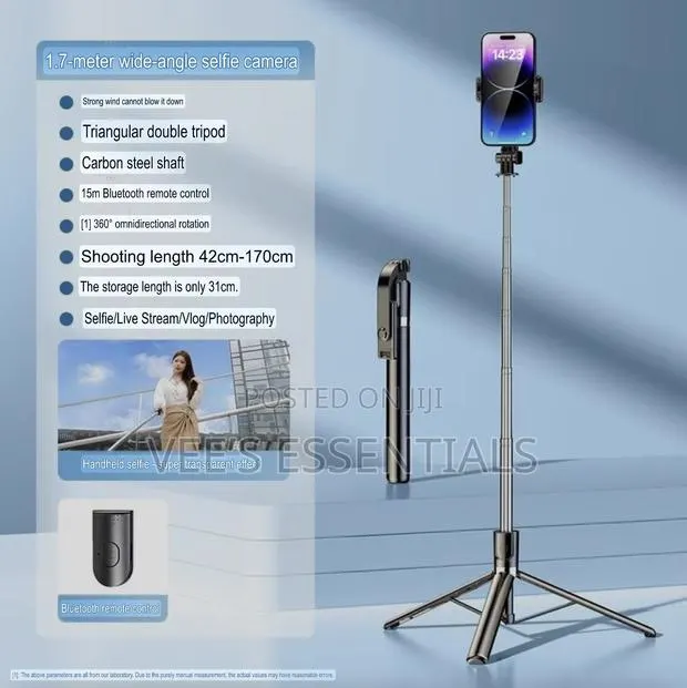1.7M Tripod Stand With Light – Adjustable Portable · Photo 1