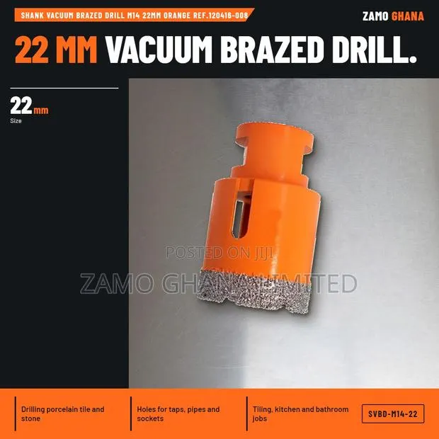 Shank Vacuum Brazed Drill M14 22Mm Orange Ref.120416-008 - SVBD-M14-22 · Photo 1