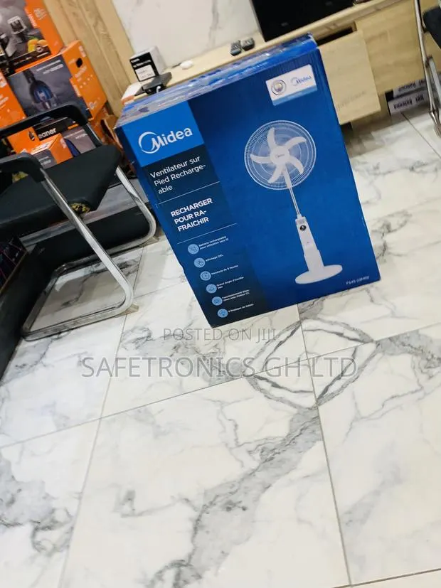 Kindly Check Out White Midea 18-Inch Rechargeable Standing Fan · Photo 1