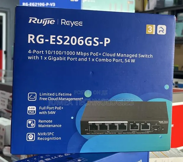 Ruijie Rg-Es206gs-P 4-Port Gigabit Cloud Manage Switch 54w · Photo 1