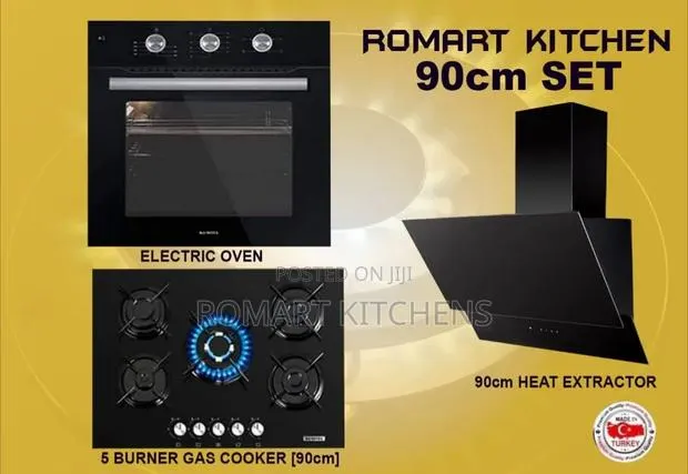 5 Burner 90cm Glass Built-in Set. Oven, Hob and Extractor · Photo 1