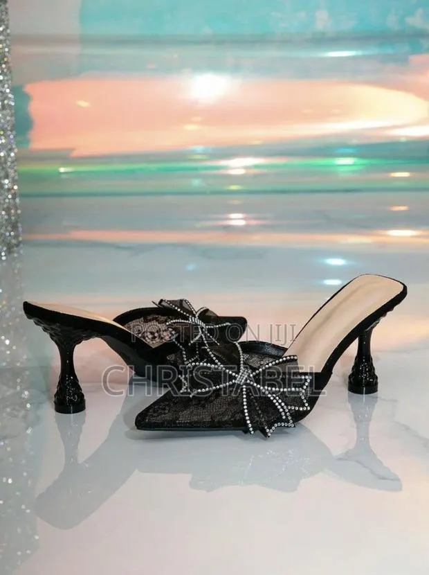 Ladies Net Bow Knot Half Shoe Heel · Photo 1