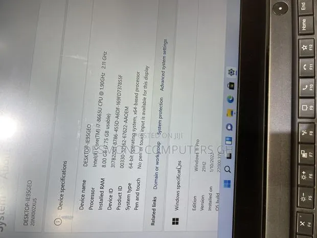 Laptop Lenovo Thinkpad T490s 8GB Intel Core i7 SSD 256GB · Photo 1