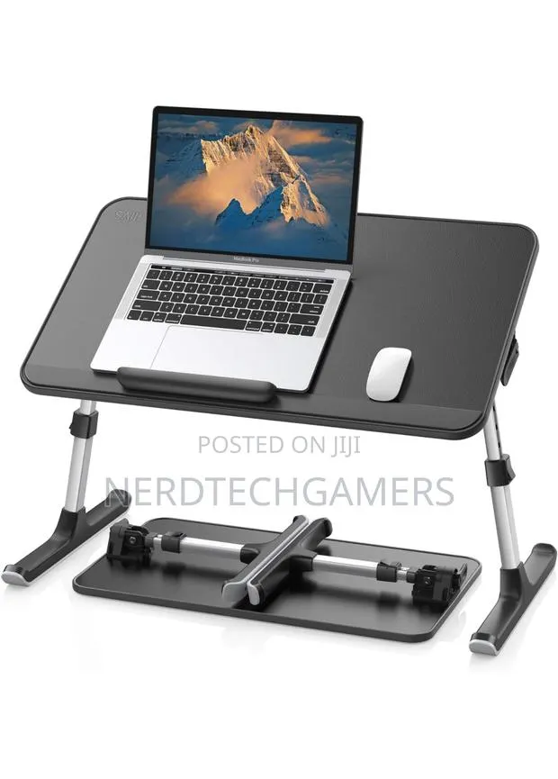 SAIJI Leather Laptop Bed Tray Table, Adjustable Laptop Stand · Photo 1