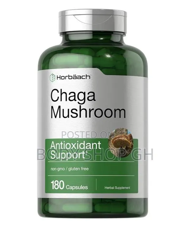 Horbäach Chaga Mushroom Capsules | 180 Count | Non-Gmo Gluten Free · Photo 1