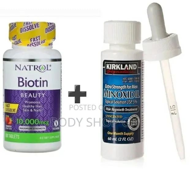Natrol Biotin(10,000mcg) +Kirkland Minoxidil Combo Package · Photo 1