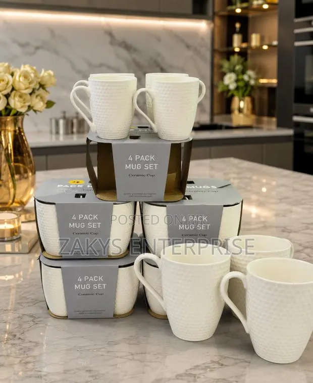 Textured Ceramic Tea Cup Set 4pcs · Photo 1