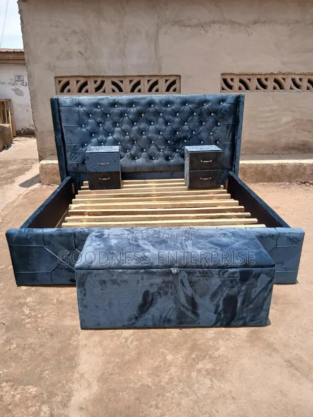 Queens Bed Frame With Two Drawers and Ottoman · Photo 1