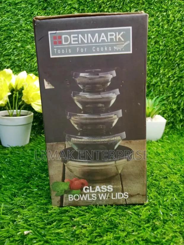 Denmark 5 Pieces Glass Bowl With Lid. · Photo 1