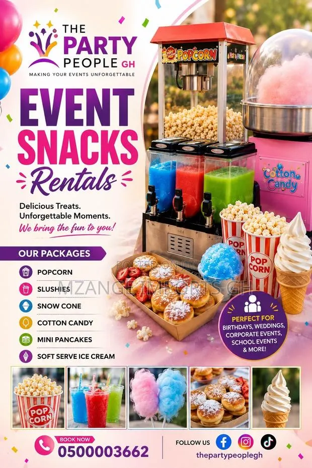 Event Snacks - Popcorn/Cotton Candy/ Ice Cream / Slushie · Photo 1