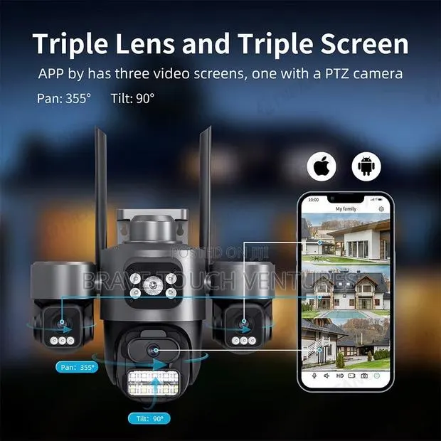 4K Full 3 Lens Wifi CCTV Security PTZ Camera 15MP · Photo 1