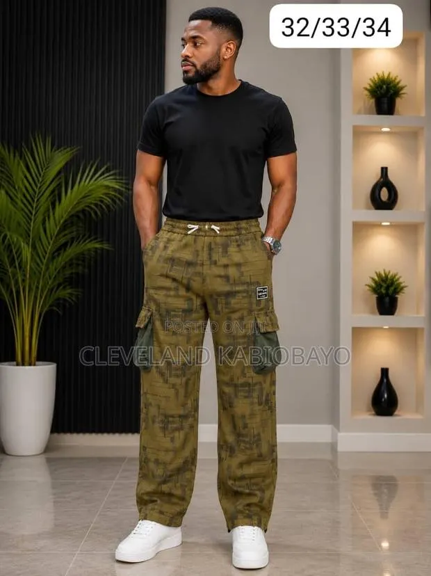 Men's Designer Cargo Jogger Pants - Rolls Royce Print · Photo 1