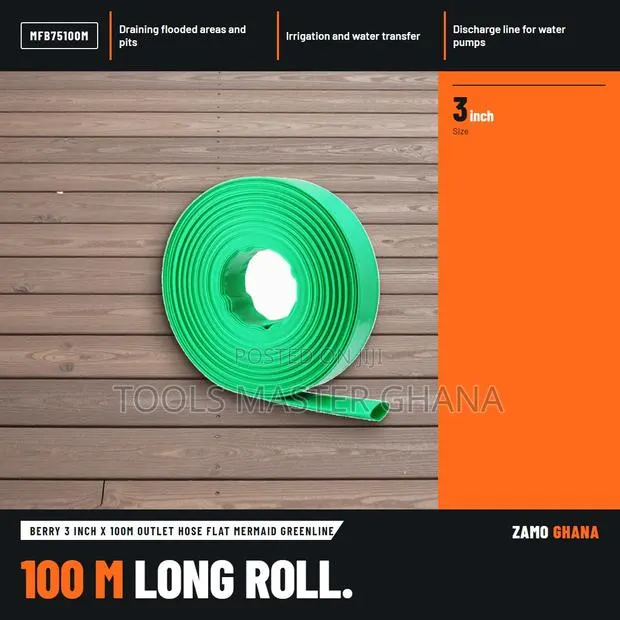 Berry 3 Inch X 100M Outlet Hose Flat Mermaid Greenline - MFB75100M · Photo 1