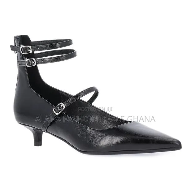 Scoop Women's Faux Leather Pointed Toe Strappy Kitten Heels · Photo 1