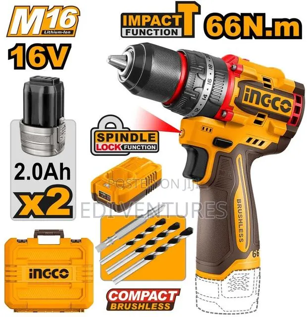 Ingco Compact Brushless Cordless Impact Drill – CIDLI166062 · Photo 1