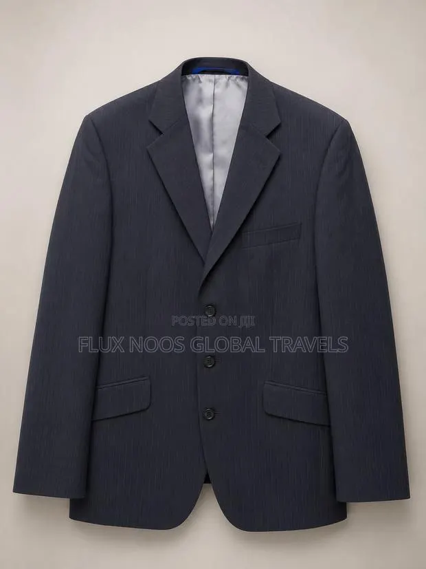 Men's Dark Navy Pinstripe Suit Jacket – Size 38R / EU 48R · Photo 1