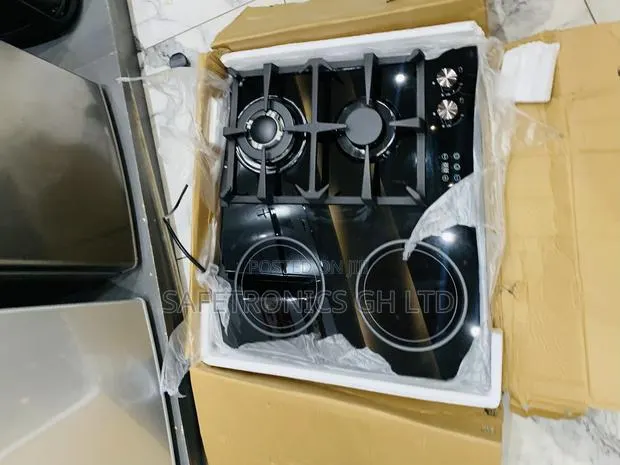 Elegant Kenwood Black Glass 2 Gas Burners and 2 Electric Hot Plates · Photo 1