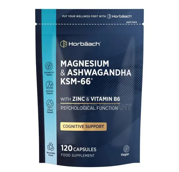 Ashwagandha KSM-66 Complex With Magnesium, Zinc Vitamin B6|120 Caps · Photo 1