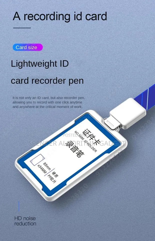 Brand New Hd Voice Audio Recorder Id Card · Photo 1