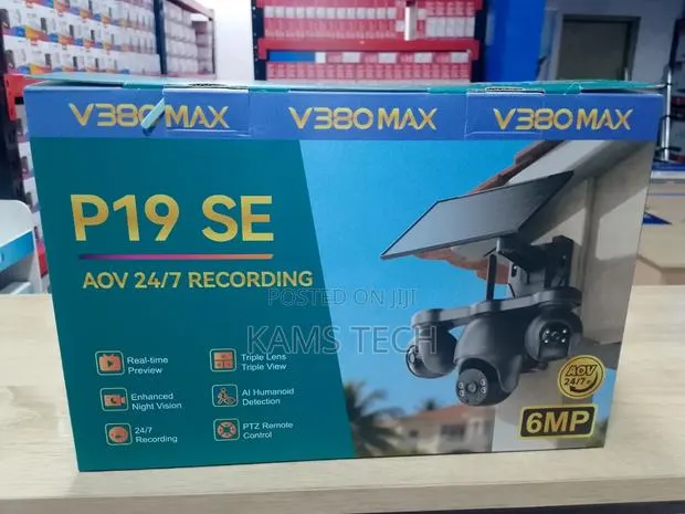 V380max 3lens 4G Sim PTZ Solar Camera (Black) · Photo 1
