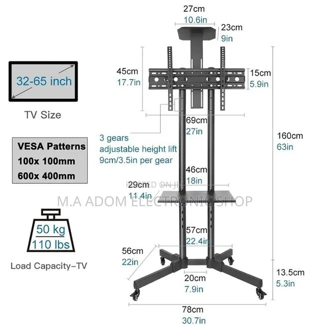 Movable Tv Cart for TVS Between 32-70” · Photo 1