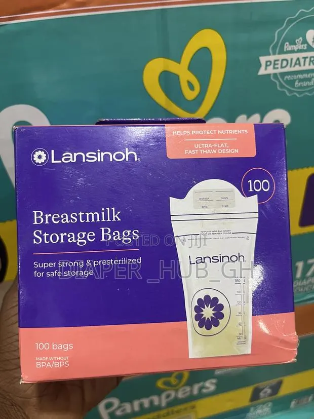 Lansinoh Breastmilk Storage Bags, 100 Count, Fast Freeze Thaw, 6 Oz · Photo 1