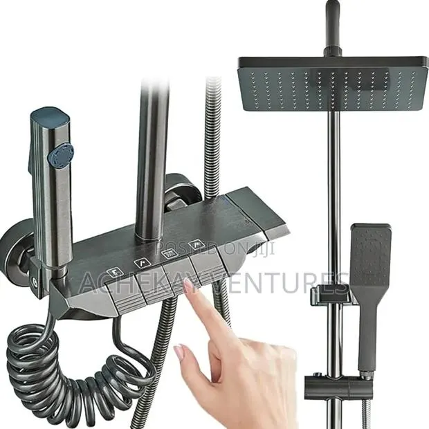 Luxury Thermostatic Rain Shower Set – Matte Black · Photo 1