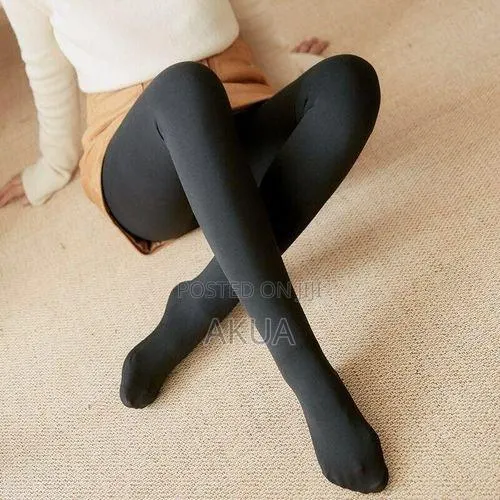 Women's Fleece-Lined Stockings – Thick Warm Stretch- Black · Photo 1